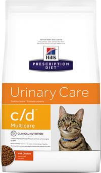 Сухой корм HillsUrinary Care c/d, ветеринарная диета помогает поддерживать здоровье нижних мочевыводящих путей у кошек и предотвращать риск рецидива образования струвитных уролитов после их растворения