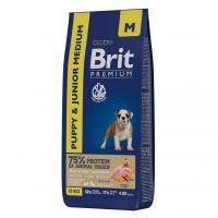 Корм Brit premium для щенков средних пород 2-12 мес., Junior M