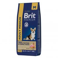 Корм Brit premium для собак средних пород 10-25 кг, Adult M