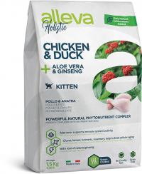 Сухой корм Alleva Holistic Chicken & Duck + Aloe vera & Ginseng Kitten,  для котят, беременных и кормящих кошек с уткой, курицей, Алое вера и Женьшенем