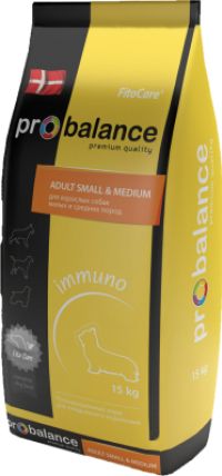 Корм ProBalance Immuno Adult Small&Medium, для собак малых и средних пород
