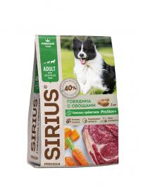 Cухой корм SIRIUS Adult для взрослых собак всех пород с говядиной и овощами