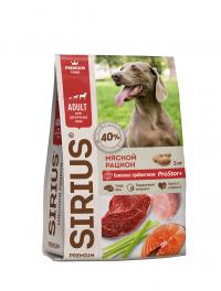 Cухой корм SIRIUS Adult для полноценного ежедневного рациона взрослых собак с курицей, говядиной и рыбой