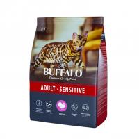 Сухой корм MR. BUFFALO ADULT SENSITIVE, для взрослых кошек и котов с чувствительным пищеварением или привередливых в еде с индейкой