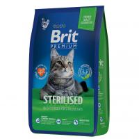 Корм Brit Premium Cat Sterilised, для кастрированных котов и стерилизованных кошек Курица и куриная печень