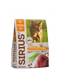 Сухой корм Sirius Sterilised УТКА И КЛЮКВА, для полноценного ежедневного рациона стерилизованных кошек