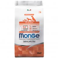 Сухой корм Monge Dog Monoprotein Puppy&Junior All Breeds Salmon with Rice, корм для щенков всех пород лосось с рисом