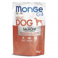 Влажный корм Monge Dog Grill Pouch Adult All Breeds Rich in Salmon, паучи для собак лосось 100г