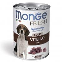 Влажный корм Monge Dog Fresh Chunks in Loaf Adult All Breeds with Fresh Meat консервы для собак мясной рулет телятина 400г