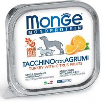 Паштет Monge Dog Monoprotein Fruits Adult All Breeds Turkey with Citrus Fruits, консервы для собак из индейки с цитрусовыми 150г
