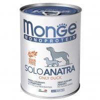 Влажный корм Monge Dog Monoprotein Solo Adult All Breeds Only Duck, консервы для собак паштет из утки 400г