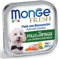 Влажный корм Monge Dog Fresh Adult All Breeds with Chicken&Vegetables, консервы для собак курица с овощами 100г