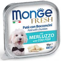 Влажный корм Monge Dog Fresh Adult All Breeds with Cod Fish, консервы для собак треска 100г
