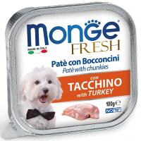 Влажный корм Monge Dog Fresh Adult All Breeds with Turkey, консервы для собак индейка 100г