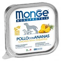 Влажный корм Monge Dog Monoprotein Fruits Adult All Breeds Chicken with Pineapple, консервы для собак паштет из курицы с ананасом 150г