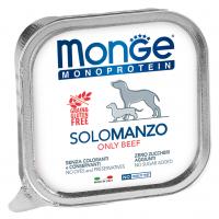 Влажный корм Monge Dog Monoprotein Solo Adult All Breeds Only Beff, консервы для собак паштет из говядины 150г