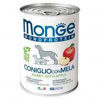 Влажный корм Monge Dog Monoprotein Fruits Adult All Breeds Rabbit with Apple, консервы для собак паштет из кролика с яблоком 400г
