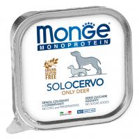 Влажный корм Monge Dog Monoprotein Solo Adult All Breeds Only Deer, консервы для собак паштет из оленины 150г