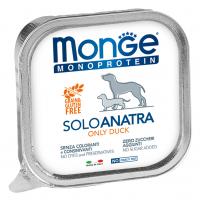 Влажный корм Monge Dog Monoprotein Solo Adult All Breeds Duck, консервы для собак паштет из утки 150г