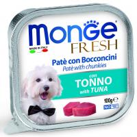 Влажный корм Monge Dog Fresh Adult All Breeds Tuna, консервы для собак тунец 100г