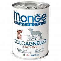 Влажный корм Monge Dog Monoprotein Solo Adult All Breeds Only Lamb, консервы для собак паштет из ягненка 400г