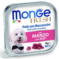Влажный корм Monge Dog Fresh Adult All Breeds Beef, консервы для собак говядина 100г