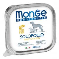 Влажный корм Monge Dog Monoprotein Solo Adult All Breeds Only Chicken, консервы для собак паштет из курицы 150г