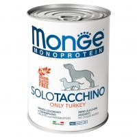 Влажный корм Monge Dog Monoprotein Solo Adult All Breeds Only Turkey, консервы для собак паштет из индейки 400г