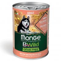 Влажный корм Monge Dog BWild GRAIN FREE беззерновые Adult All Breeds Salmon, консервы из лосося с тыквой и кабачками для взрослых собак всех пород 400г