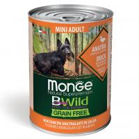 Влажный корм Monge Dog BWild GRAIN FREE Adult Mini Duck, беззерновые консервы из утки с тыквой и кабачками для взрослых собак мелких пород 400г - купить в Тамбове