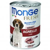 Влажный корм Monge Dog Fresh Chunks in Loaf Adult All Breeds Lamb, консервы для собак мясной рулет из ягненка 400г