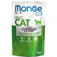 Влажный корм Monge Cat Grill Pouch Adult Rabbit, паучи для взрослых кошек итальянский кролик 85г