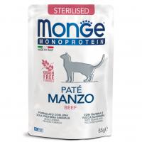 Влажный корм Monge Cat Monoprotein Pouch Sterilised Beef, паучи для стерилизованных кошек говядина 85г - купить в Тамбове