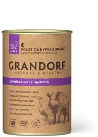 Консервы Grandorf  Для взрослых собак от 1 года Дикий Кабан c Индейкой 400 гр.