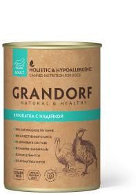 Консервы Grandorf Для взрослых собак от 1 года Куропатка с Индейкой 400 гр.
