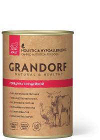 Консервы Grandorf Для взрослых собак от 1 года Говядина с Индейкой 400 гр.