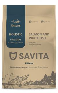 Беззерновой корм для котят с лососем и белой рыбой