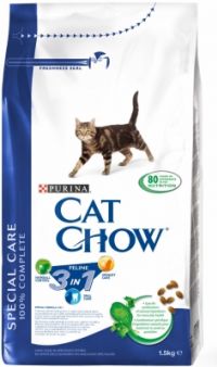 Корм Cat Chow для кошек 3 в 1: профилактика МКБ, зубного камня, вывод шерсти, Feline
