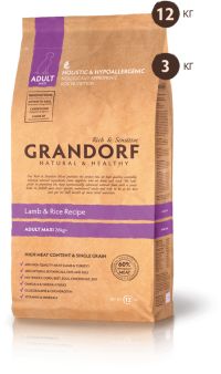 Корм GRANDORF ADULT MAXI LAMB & RICE, для взрослых собак крупных пород низкозерновой ягненок с рисом