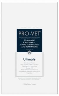 Сухой лечебный корм PRO-VET ULTIMATE, предназначен для устранения аллергии на еду и атопических кожных заболеваний, лечение сердечной недостаточности