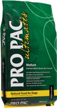 Сухой корм Pro Pac Ultimates Natural Mature Chicken Meal & Brown Rice Formula, для стареющих собак курица, бурый рис