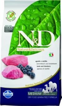 Сухой корм Farmina N&D Lamb & Blueberry Adult, для взрослых собак средних пород
